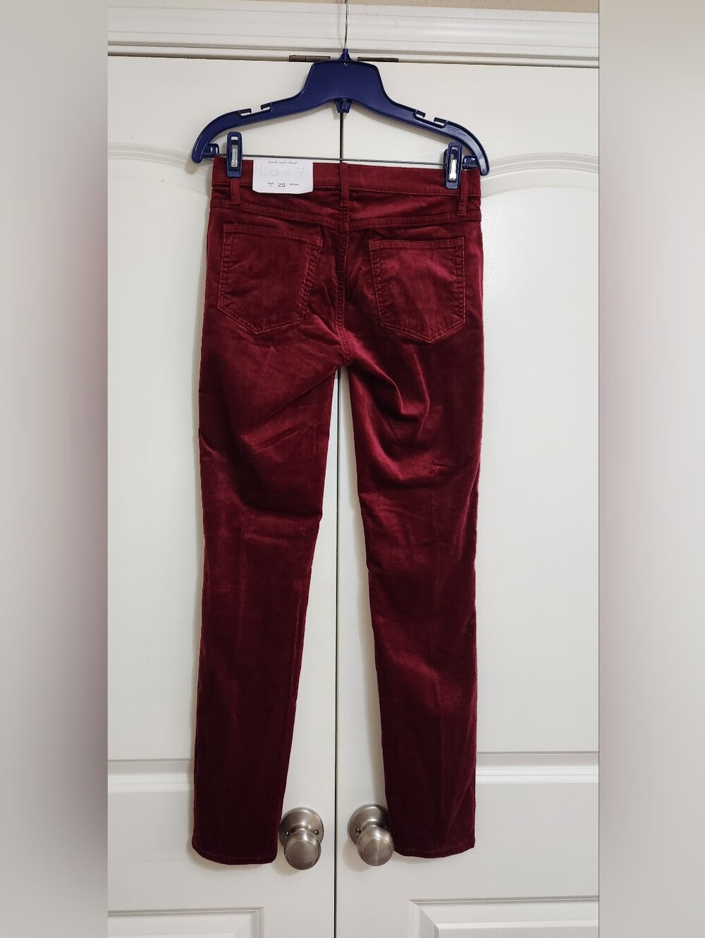 LOFT Burgundy Velvet Skinny Pants - Picture 3 of 8